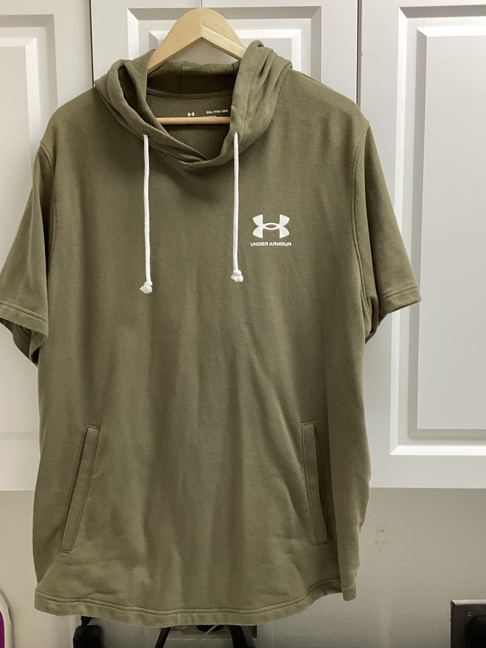 Under Armour Olive Short-Sleeve Hooded Pullover with White Logo